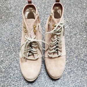 Michael Kors suede wedge booties hemp heel sz 7.5